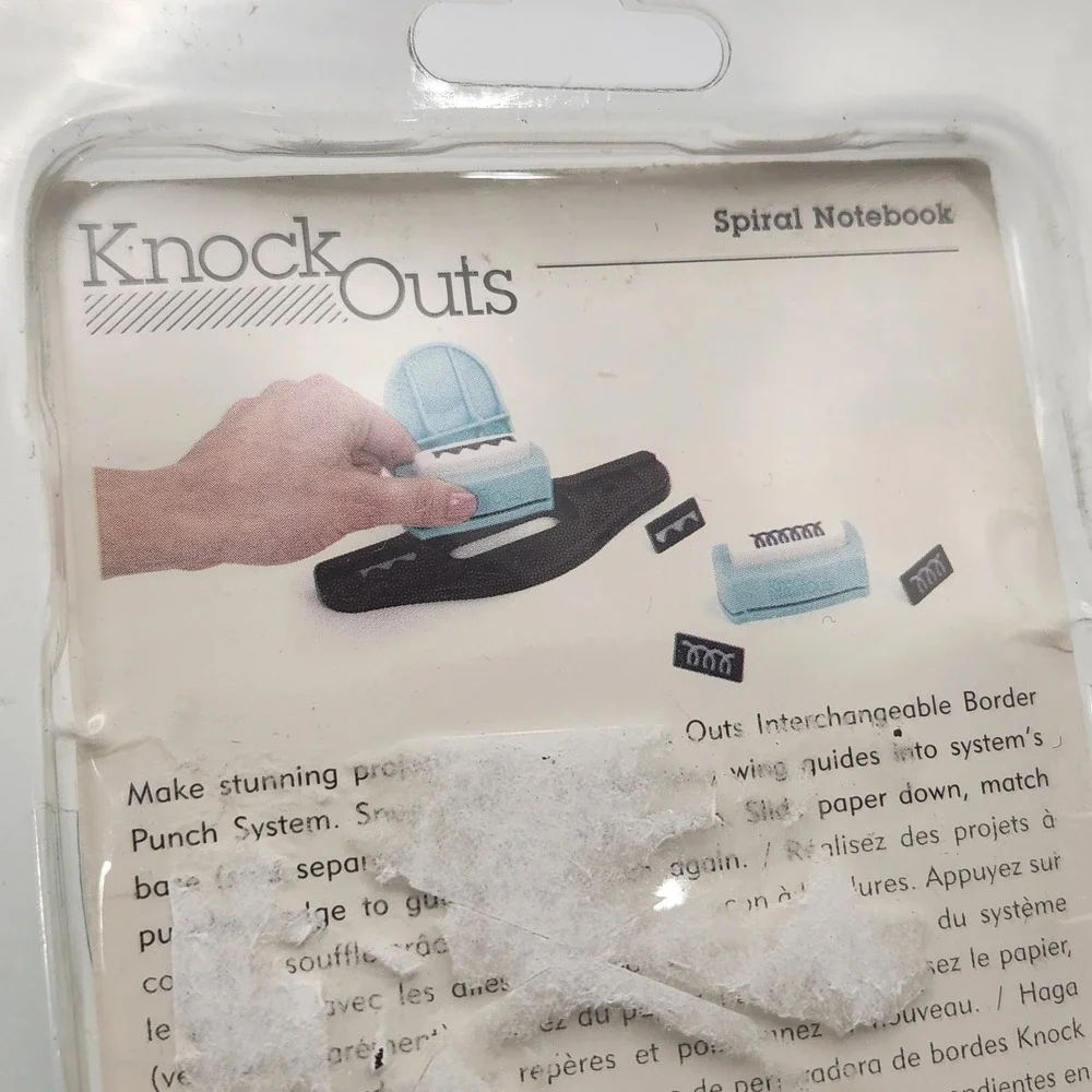 American Crafts Knock Outs Border Punch Mini Scallop Spiral Notebook New